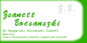 zsanett bocsanszki business card